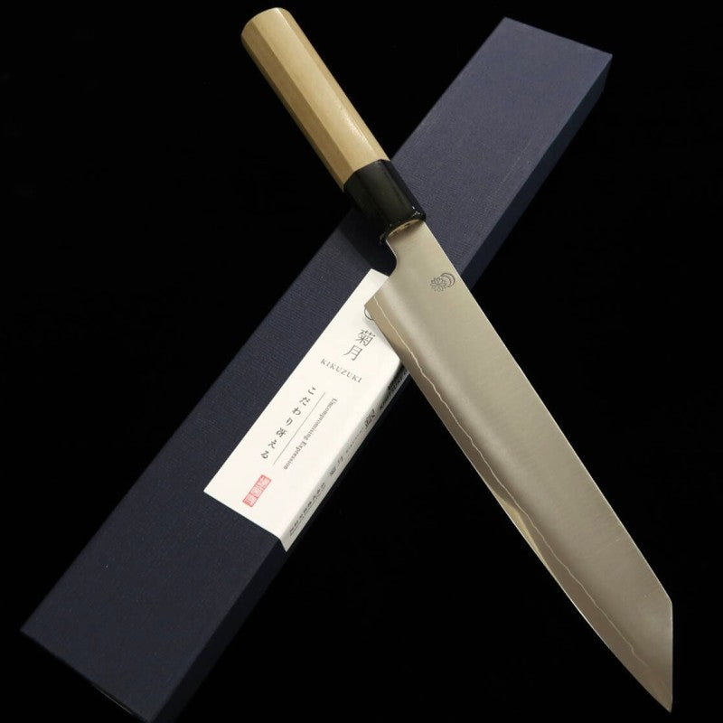 Sakai Kikumori Kikuzuki Gin Gyuto Ginsan Nº 3 cabo octogonal em magnólia (210mm)