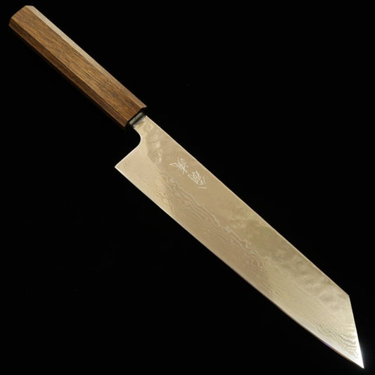 Gyuto HADO Okina Ryu 440C Hammered Damascus Black Oak Handle Kiritsuke (210mm) 