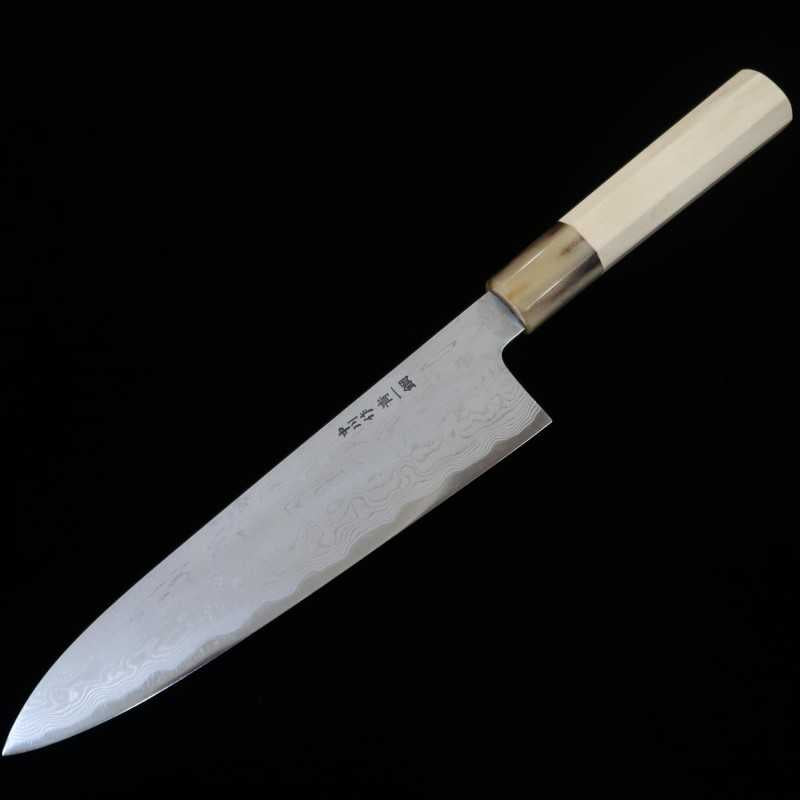Gyuto MIURA OBIDAMA Nakagawa Satoshi, Damasco, Aogami no.1, mango octogonal de magnolia (210/240 mm)