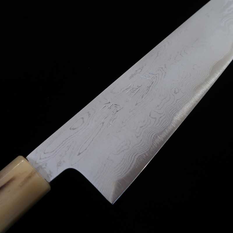 Gyuto MIURA OBIDAMA Nakagawa Satoshi, Damasco, Aogami no.1, mango octogonal de magnolia (210/240 mm)
