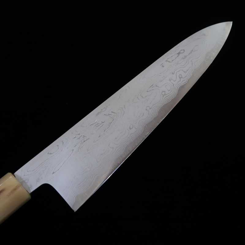 Gyuto MIURA OBIDAMA Nakagawa Satoshi, Damasco, Aogami no.1, mango octogonal de magnolia (210/240 mm)