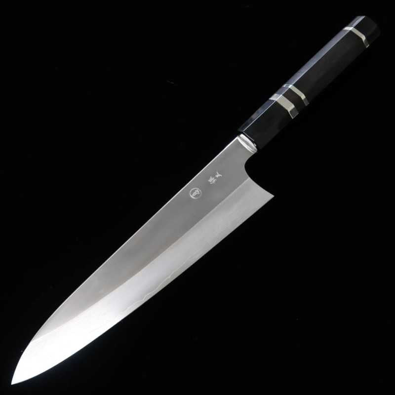 Tadokoro Hamono TADOKORO HAMONO Makotosaku pulido espejo Gin-san nº3 Gyuto, mango octogonal de ébano con anillo de plata (210 mm)