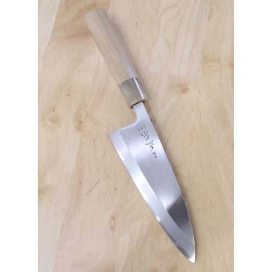 Masamoto Sohonten Deba Acier bleu n°2 Manche octogonal en magnolia (150-210 mm)