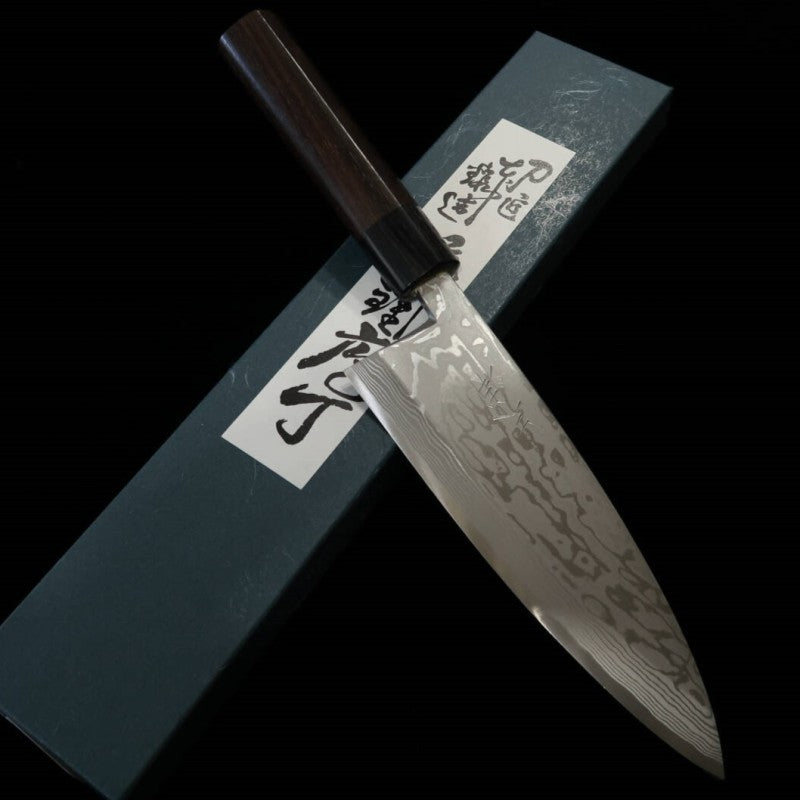 Deba MIURA Aogami Nº 2 Damasco cabo listrado de pau-rosa (150-180mm)