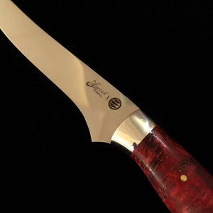 Steak knife AsurahxMiura com acabamento espelhado e cabo personalizado vermelho (150mm)