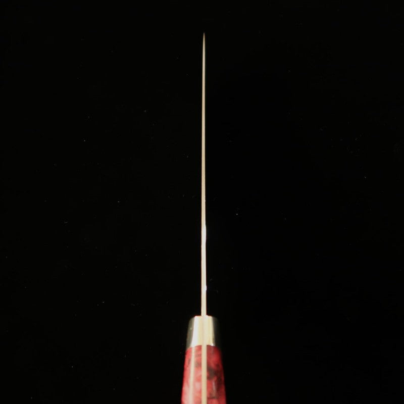 Steak knife AsurahxMiura com acabamento espelhado e cabo personalizado vermelho (150mm)