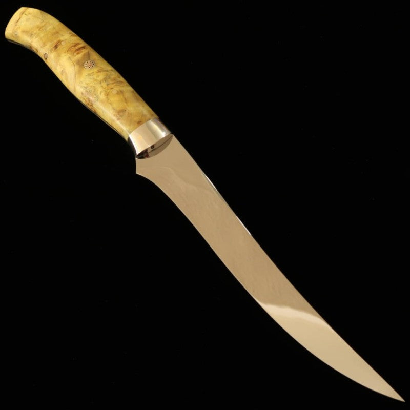 steak knife AsurahxMiura com acabamento espelhado e cabo personalizado  amarelo (160mm)