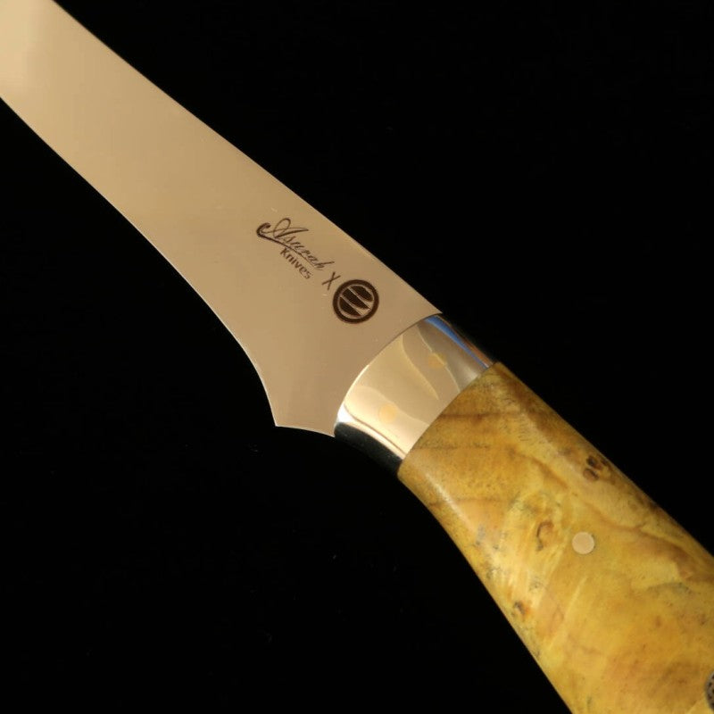 steak knife AsurahxMiura com acabamento espelhado e cabo personalizado  amarelo (160mm)