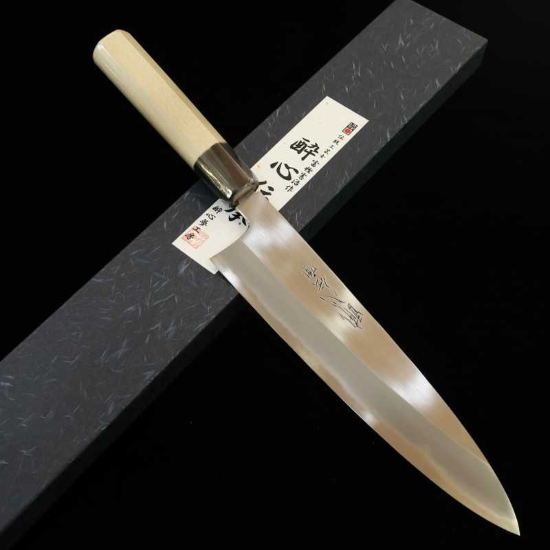 酔心 SUISIN 伝承 白紙一号 牛刀  朴六角半丸水牛柄 朴鞘付き (210/240mm)