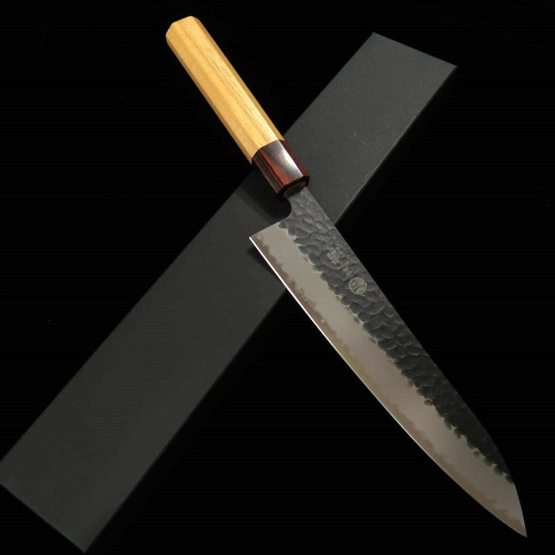 MIURA Super acier bleu, finition noire, couteau de chef (210/240 mm)