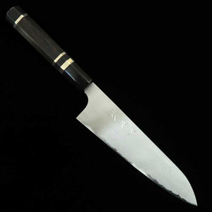 二唐刃物鍛造所NIGARA 牛刀 青紙二号 ダマスカス 銀巻黒檀柄 （210mm）