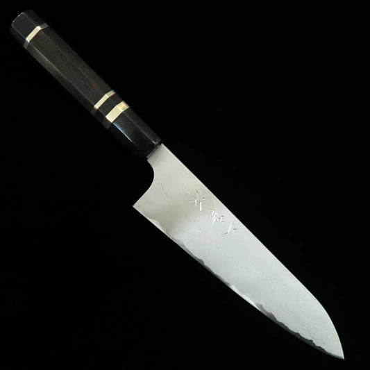 NIGARA Gyuto, acier Ao n°2, Damas, manche en ébène cerclé argent (210 mm)