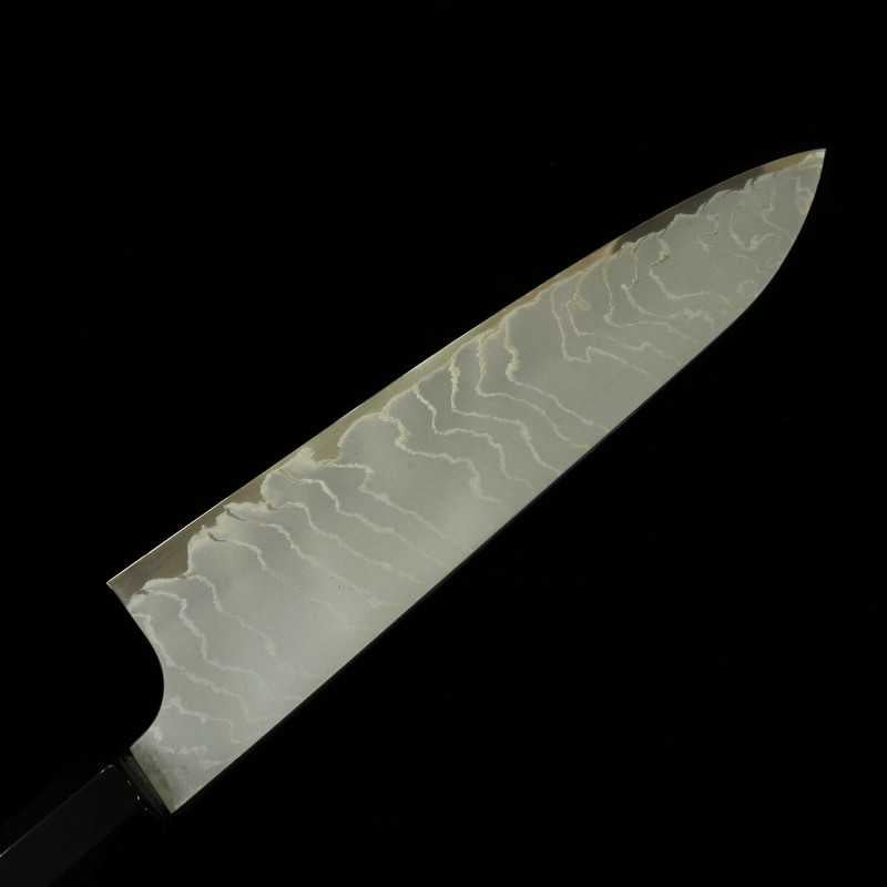 NIGARA Forged Works Gyuto Aogami #2 Damasco, cabo de ébano com prata (210mm)