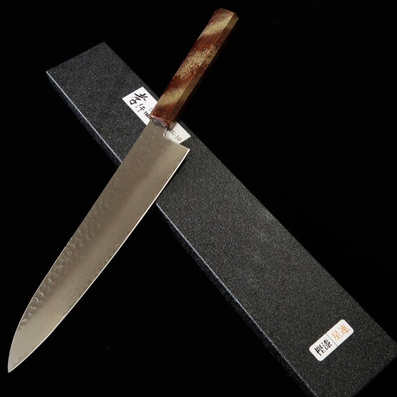 Gyuto Sakai Takayuki Seiren VG10 33-Layer Damascus Oak Lacquer Handle (240mm) 