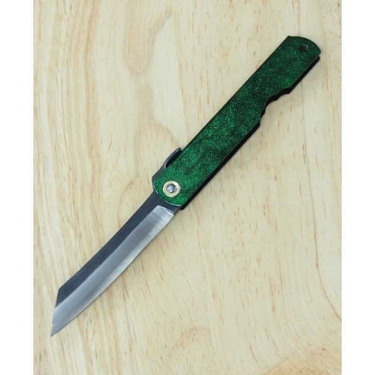 Japanese folding knife Nagao Kanekoma Seisakusho KANEKOMA HIGONOKAMI Blue paper with jade (70mm)