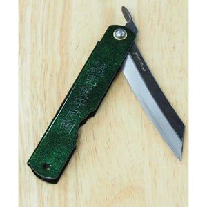 Japanese folding knife HIGONOKAMI Blue steel Jade handle (70mm)