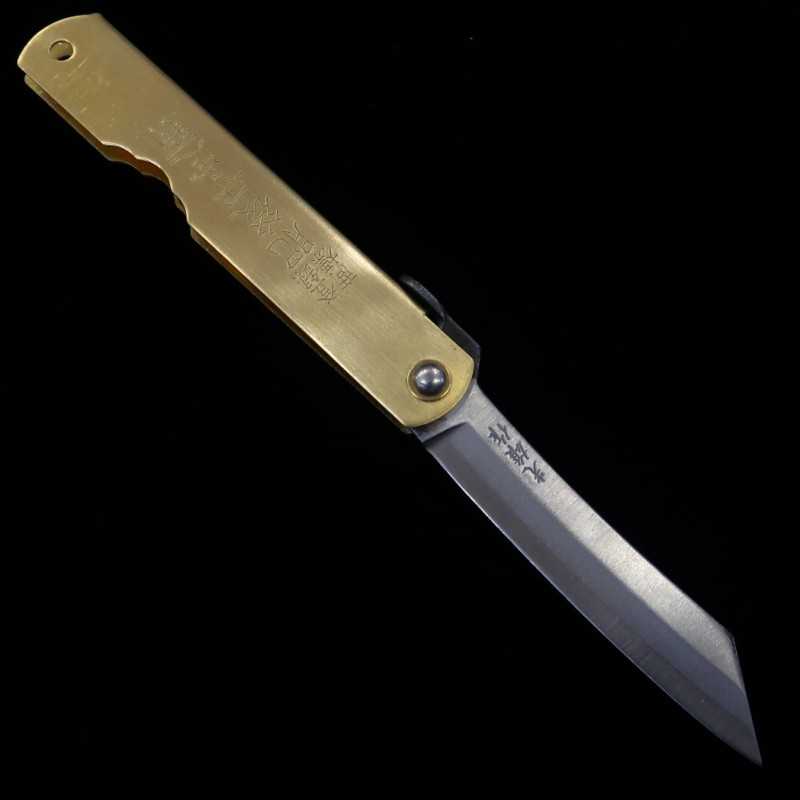永尾かね駒製作所KANEKOMA 肥後守【干支シリーズ】青鋼割込 真鍮柄  - 戌 - (73mm)