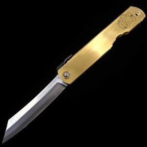 HIGONOKAMI da Fábrica Kanekoma Nagao 【Série Zodíaco】Higonokami aço azul laminado cabo de latão - Galo - (73mm)