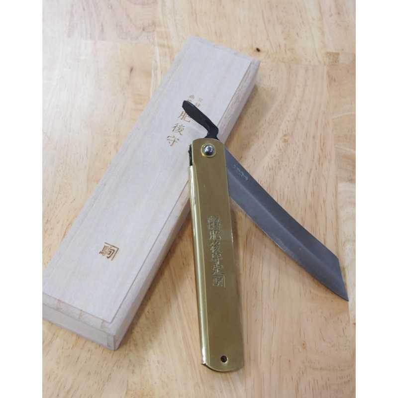 永尾かね駒製作所KANEKOMA 肥後守 青鋼割込 ジャンボ 虎彫刻 桐箱入り (120mm)