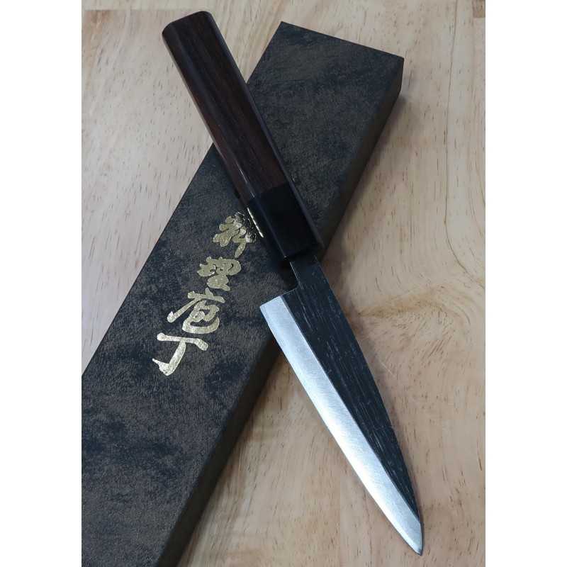 MIURA Aogami nº 2 acabado negro cuchillo kaizuki mango octogonal de palisandro (120 mm)
