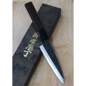MIURA Aogami nº 2 acabado negro cuchillo kaizuki mango octogonal de palisandro (120 mm)