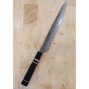 三浦 佩 MIURA Obidama  VG-10 平鏡面仕上 勘所柳刃 両輪黒檀銀巻八角柄 (270/300mm)