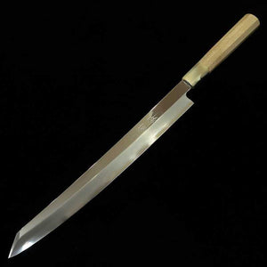 Miura Hae MIURA Obidama Acero Gingami No.3 Yanagiba kiritsuke con acabado espejo Mango octogonal de cuerno de búfalo blanco Para zurdos (270/300/330 mm)