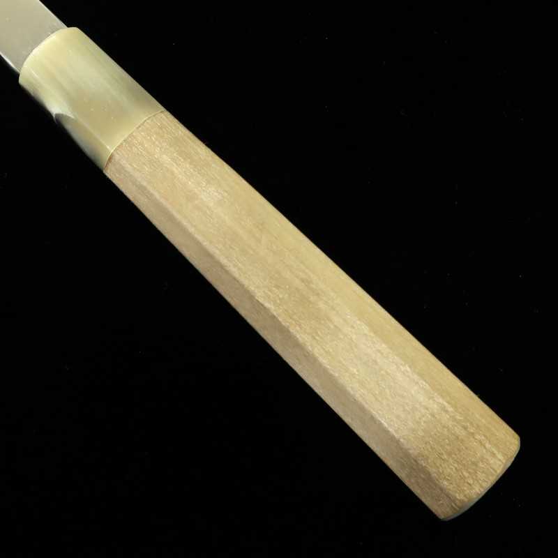 Miura Hae MIURA Obidama Acero Gingami No.3 Yanagiba kiritsuke con acabado espejo Mango octogonal de cuerno de búfalo blanco Para zurdos (270/300/330 mm)