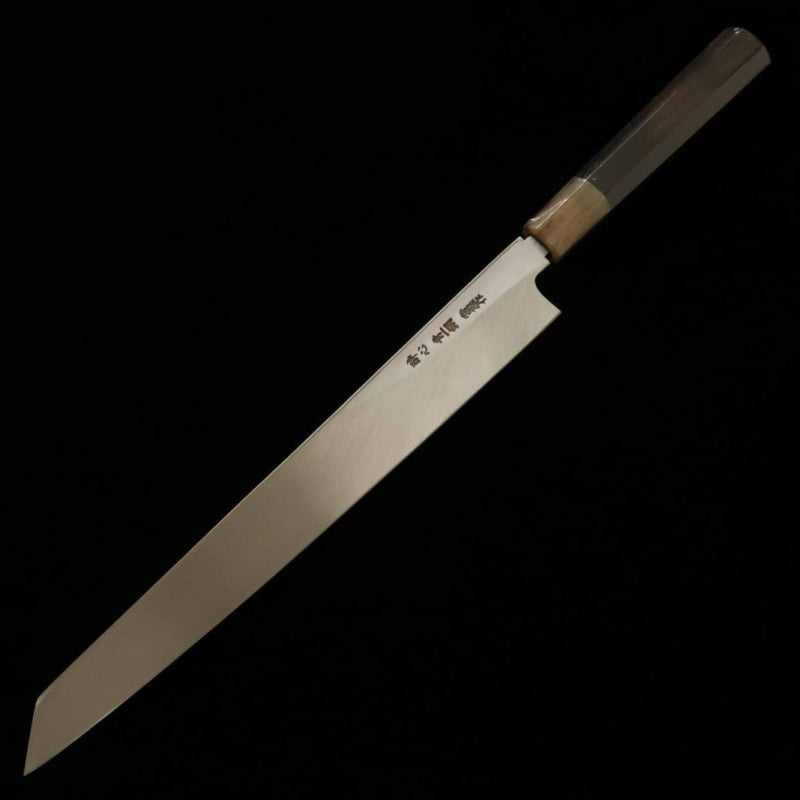 zzz  酔心 SUISIN 富樫憲治作 剣型柳刃 青紙一号 本霞 黒檀柄 (300mm)