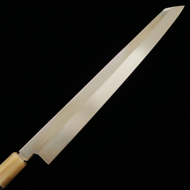 Suisin SUISIN, œuvre de Kenji Togashi, couteau yanagiba à trempe intégrale, forme ken, acier Shirogami n°2, manche en bois de serpentin (300 mm)