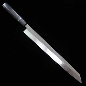 zzz 酔心 SUISIN 富樫憲治作 白紙二号 水本焼 剣型柳刃 平鏡面仕上げ 黒檀銀線八角柄 (300mm)