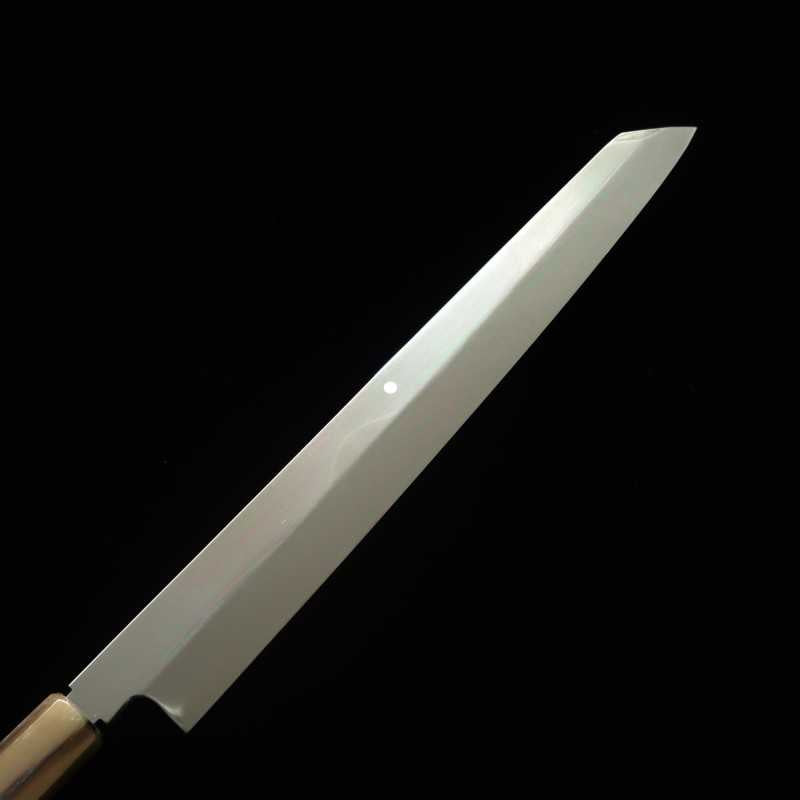 zzz 酔心 SUISIN 白鋼 富士本焼 剣型柳刃 総鏡面仕上げ スネークウッド三本銀巻柄  (300mm)