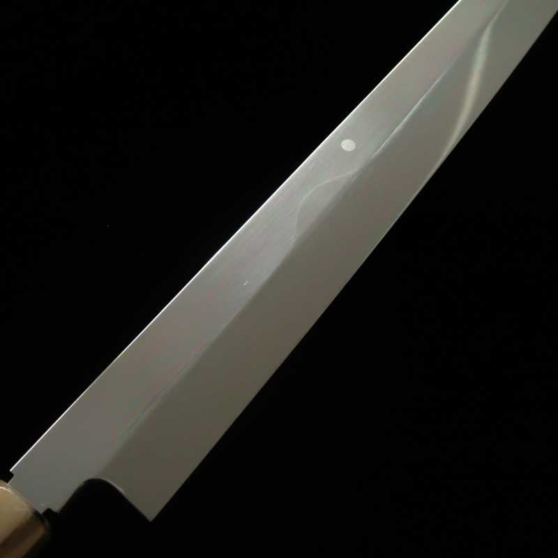 Yanagiba SUISIN White Steel Fuji-Honyaki Sword-Shaped, Fully Mirror-Finished, Snakewood Three-Stem Silver-Wrapped Handle (300mm)