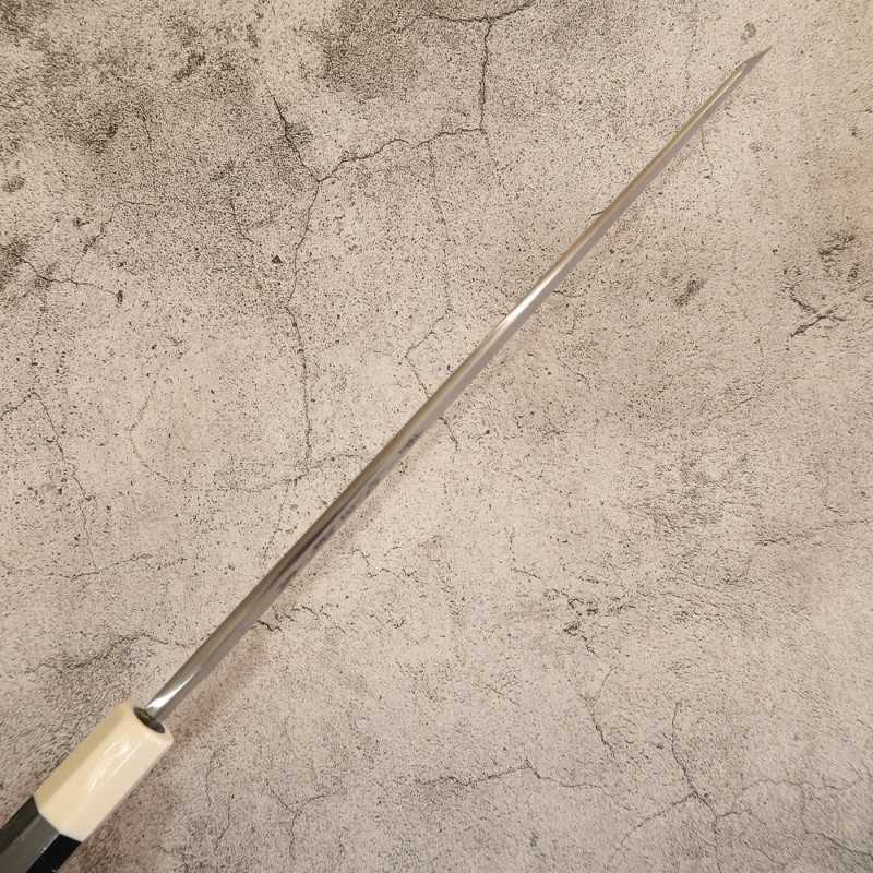 SUISIN Yanagiba tipo espada Forjado por Kenji Togashi Shirotanryu Shirogami #1 Yanagiba tipo espada con funda lacada Mango de ébano con doble virola blanca (270/300 mm)