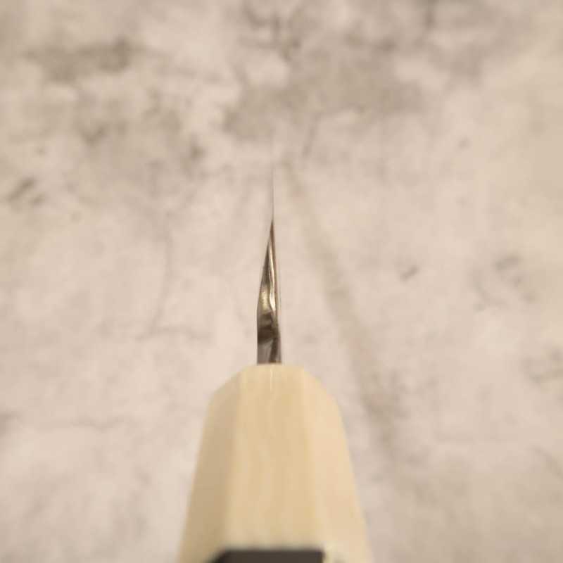 SUISIN Yanagiba tipo espada Forjado por Kenji Togashi Shirotanryu Shirogami #1 Yanagiba tipo espada con funda lacada Mango de ébano con doble virola blanca (270/300 mm)