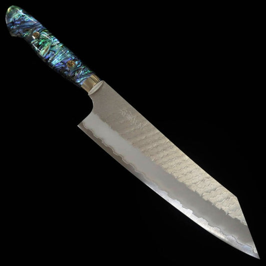 Gyuto NIGARA SG2 Kiritsuke, Polished Hammered Marking, Mother of Pearl Handle (210mm) 