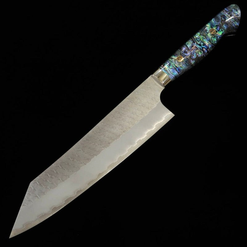 二唐刃物製造所 NIGARA 切付牛刀 SG2 磨き鎚目 螺鈿柄 (210mm)