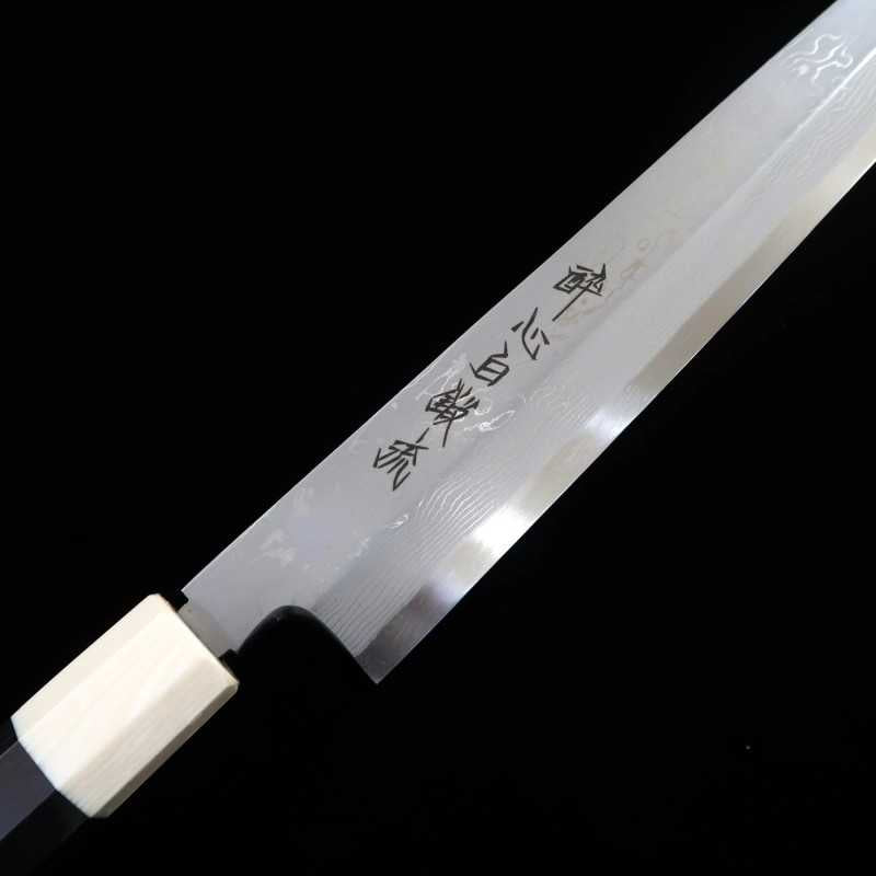 SUISIN Suisin obra de Kenji Togashi, Hakutō Nagare, Shirogami nº 1, kiritsuke con funda lacada, mango de ébano con doble virola blanca (270 mm)