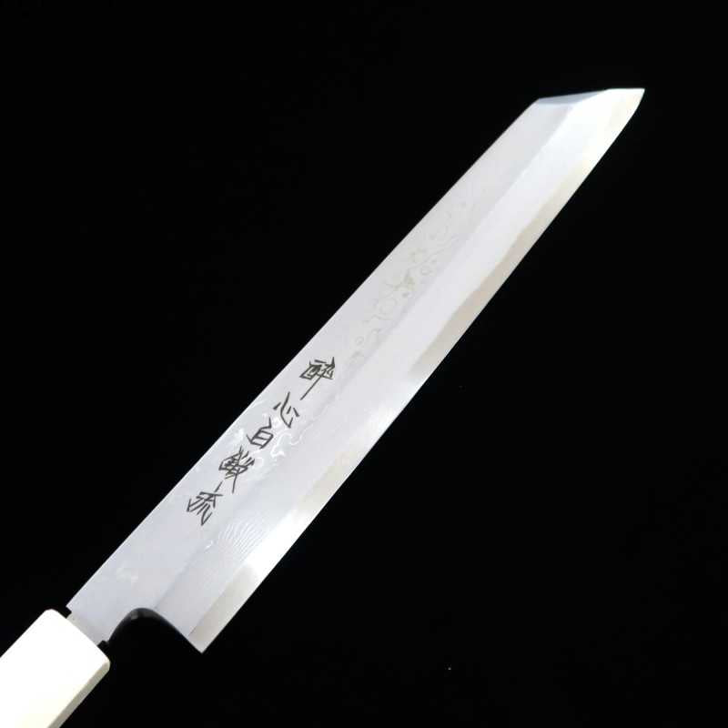 SUISIN Suisin obra de Kenji Togashi, Hakutō Nagare, Shirogami nº 1, kiritsuke con funda lacada, mango de ébano con doble virola blanca (270 mm)