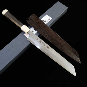 SUISIN Suisin obra de Kenji Togashi, Hakutō Nagare, Shirogami nº 1, kiritsuke con funda lacada, mango de ébano con doble virola blanca (270 mm)