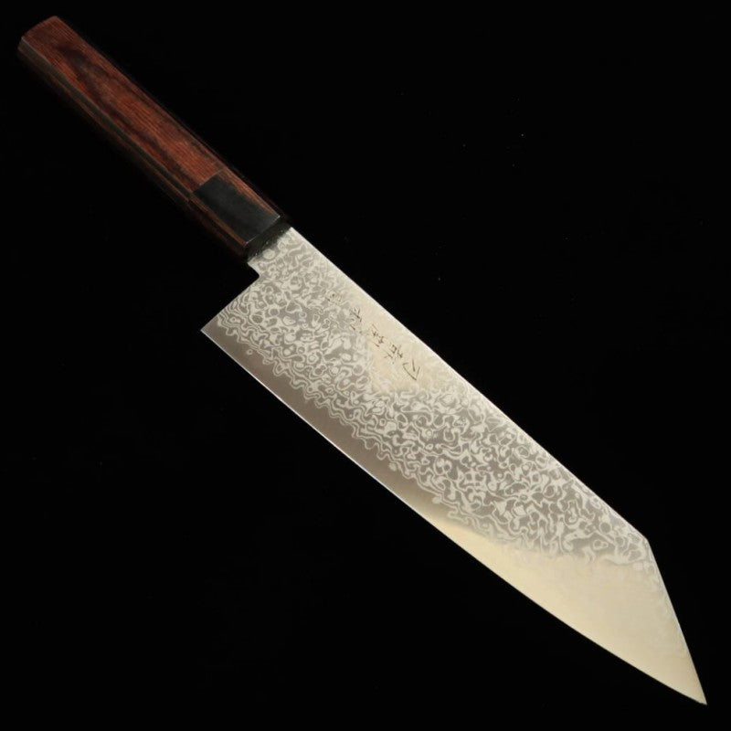 TOSHITAKA, Kiritsuke, ZDP189 Damascus and Shot Finish with Black Pakkawood Handle (180mm)