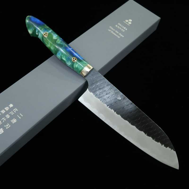 Santoku NIGARA SG2 Acabamento Martelado Cabo Personalizado (180mm)