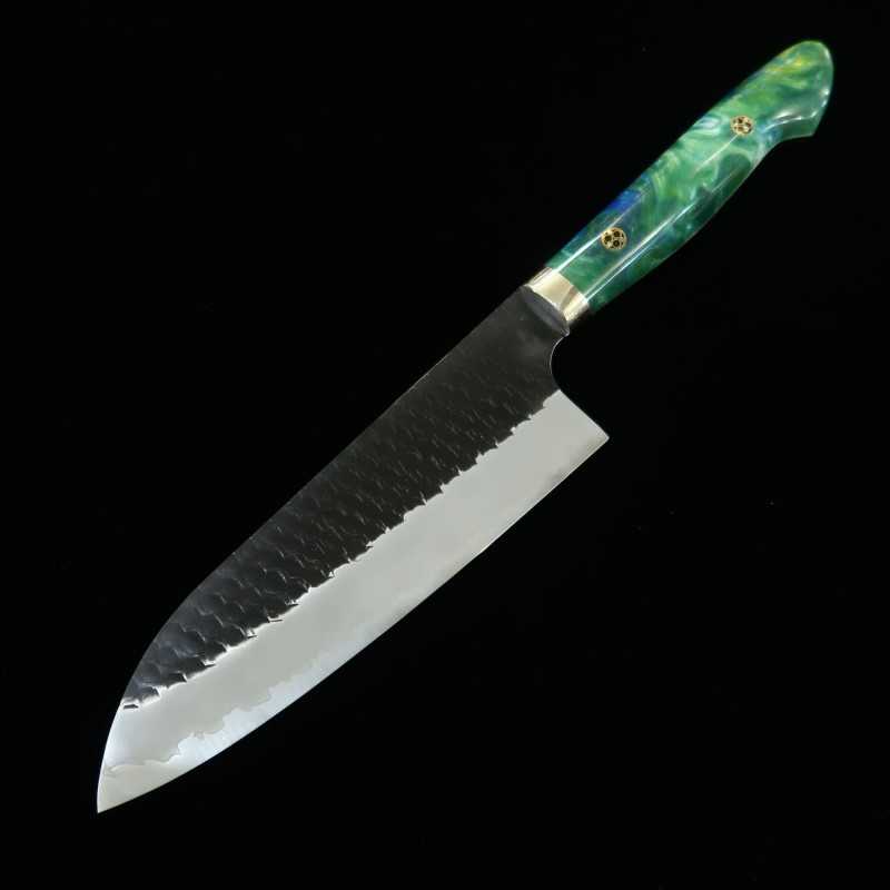 NIGARA Santoku SG2 Black Hammered Custom Handle (180mm)