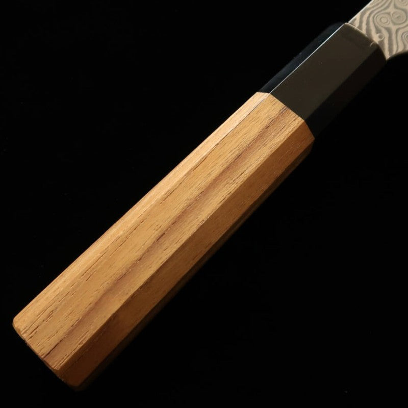 NIGARA Kiritsuke Nakiri SG2 motif sombre Damas, manche en teck (180 mm)