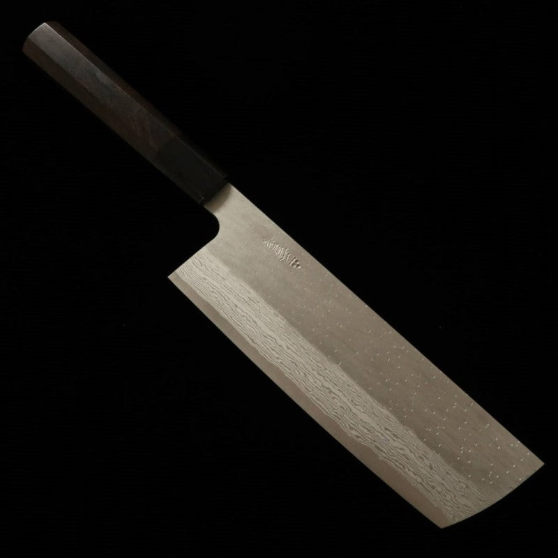 Nigara Hamono Forging NIGARA VG XEOS Tsuchime Damasco Nakiri Cabo de Ébano (180mm)