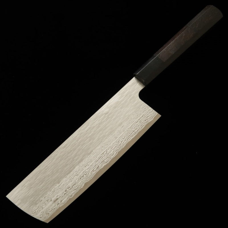Nigara Hamono Forging NIGARA VG XEOS Tsuchime Damasco Nakiri Cabo de Ébano (180mm)