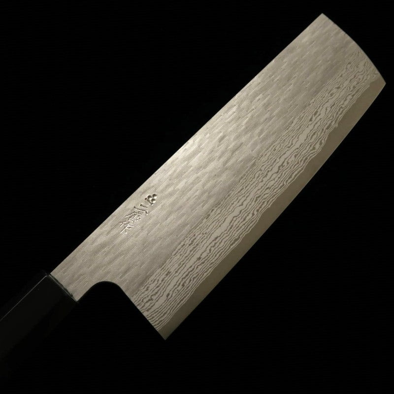 Nigara Hamono Forging NIGARA VG XEOS Tsuchime Damasco Nakiri Cabo de Ébano (180mm)