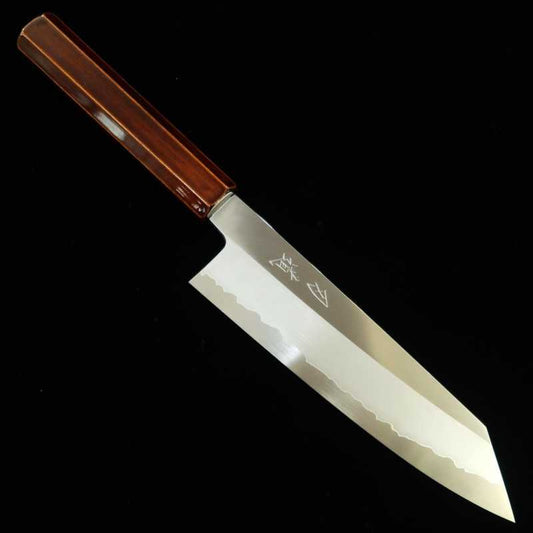 刃道HADO 銀紙三号 切付三徳 木地呂塗り桜八角柄 （180mm）