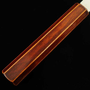 HADO Hamon en acier Gin-san n°3, Damas, Santoku kiritsuke, manche octogonal en cerisier laqué naturel (180mm)