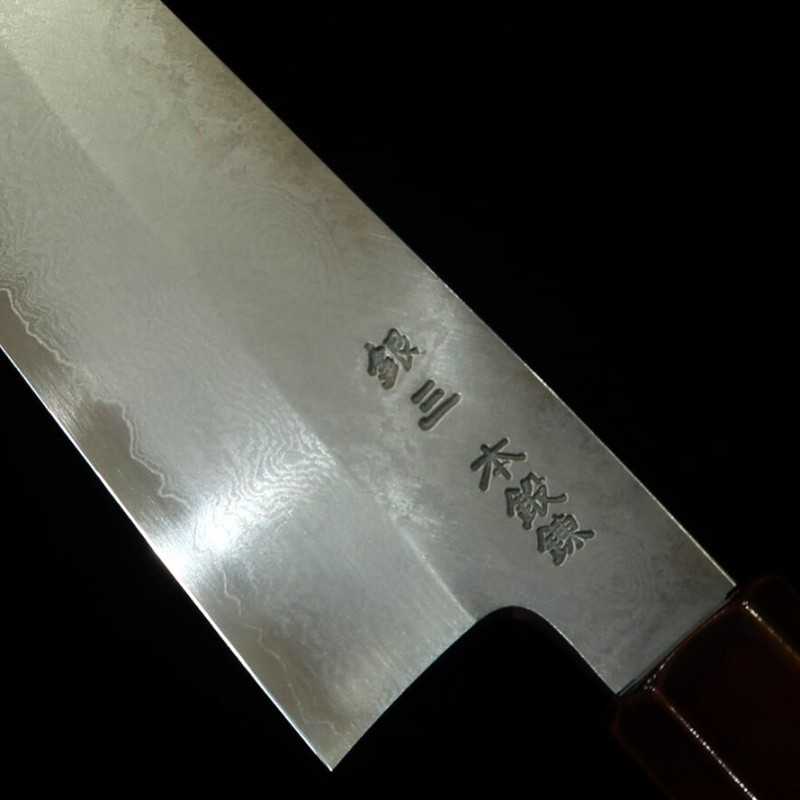 Santoku HADO Ginsan Damascus Kijiro-nuri Sakura Octagonal Handle (180mm)